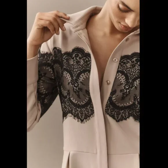 Brand New By Anthropologie Long-Sleeve Collared Lace Playsuit - Picture 4 of 4